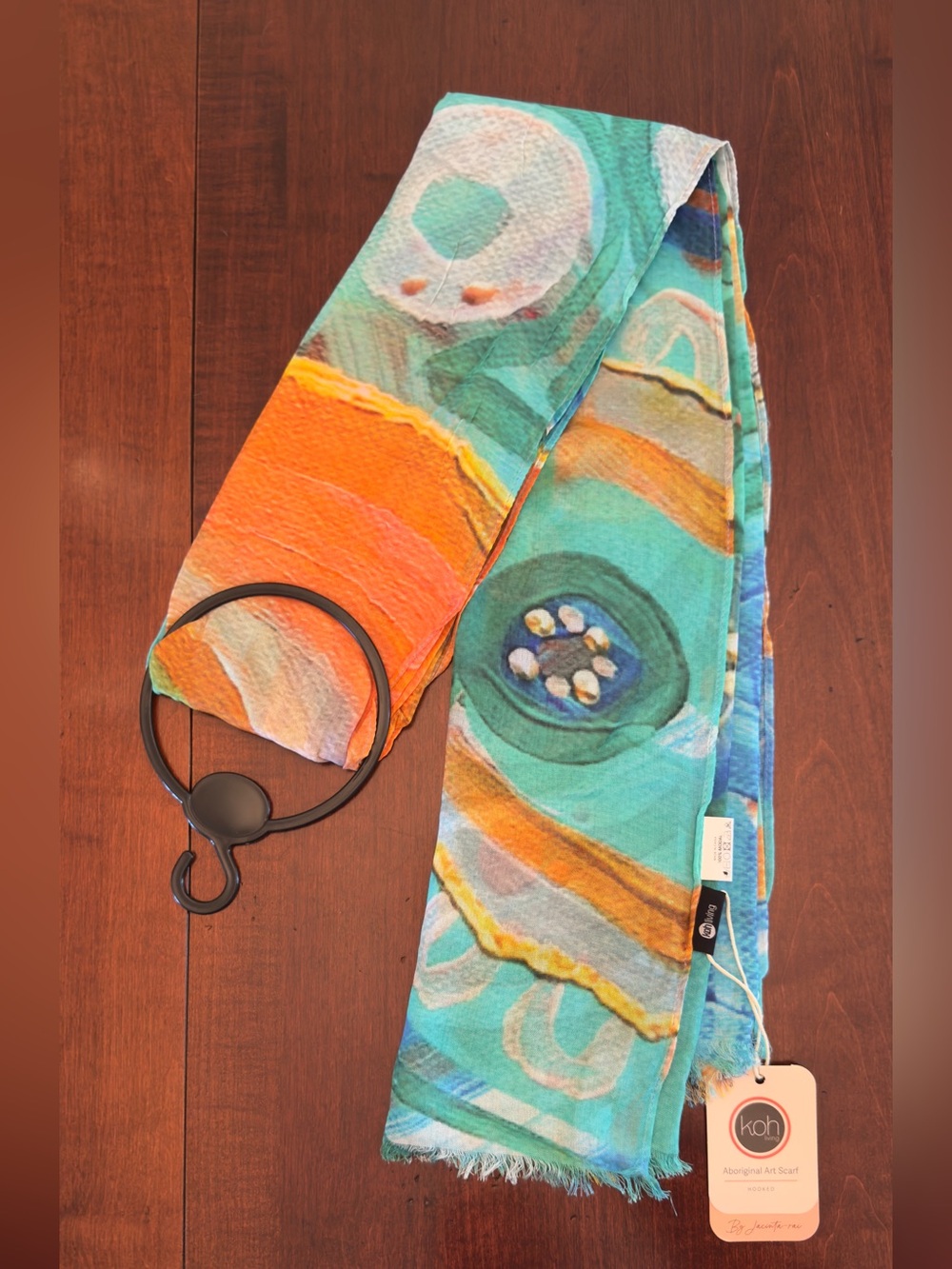 Koh Aboriginal Art Scarf in Turquoise & Orange
